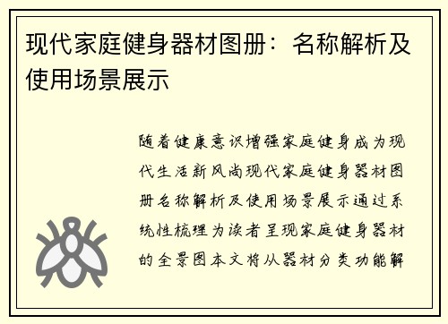 现代家庭健身器材图册：名称解析及使用场景展示